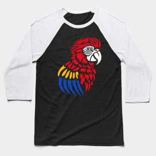 Red Macaw Parrot distressed Baseball T-Shirt